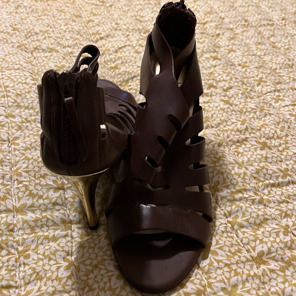 Cathy Jean Brazil brown leather heels size 7 - Picture 5 of 7